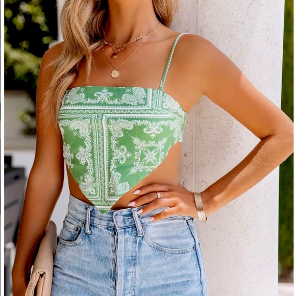 Printed Paisley Scarf Top, M, L - Picture 3 of 12